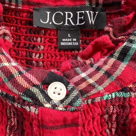 J.Crew Tartan Plaid Popover Blouse - Picture 2 of 10
